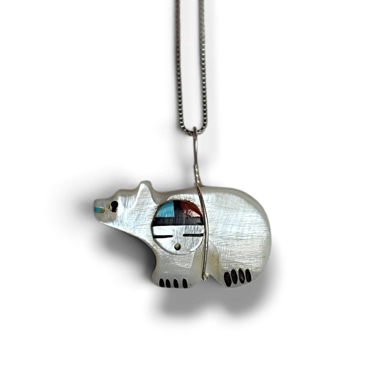 Zuni Hand Carved Bear Pendant