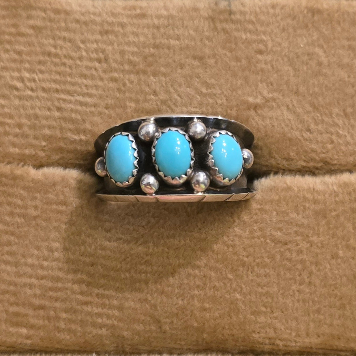 Turquoise & Sterling 3 Stone Ring
