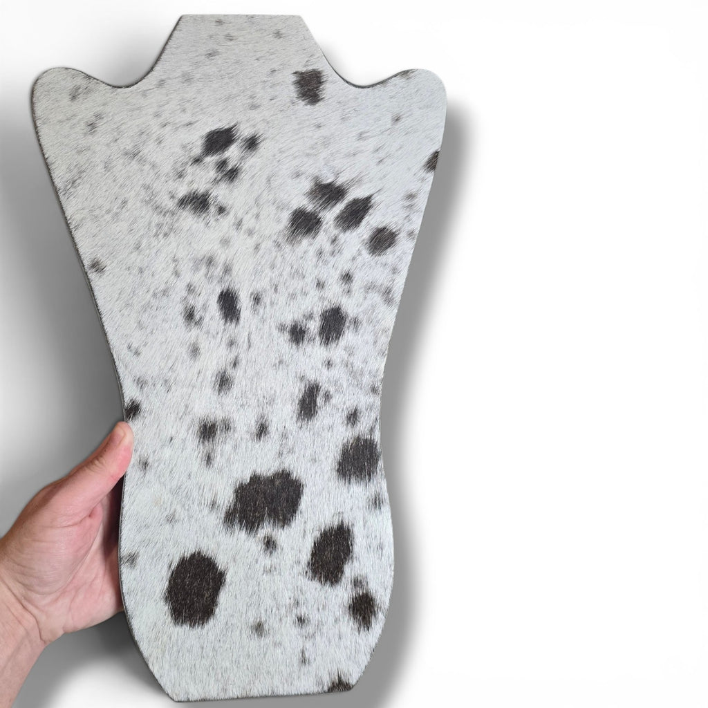 Black & White Hide With Leather Back Necklace Stand