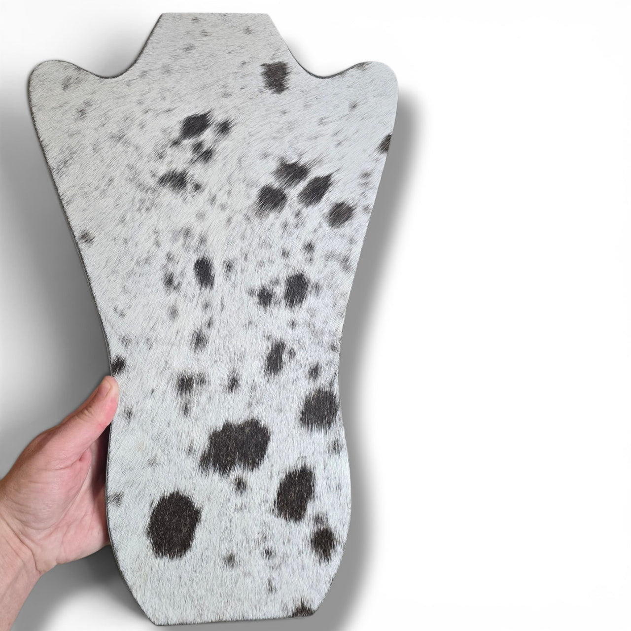 Black & White Hide With Leather Back Necklace Stand