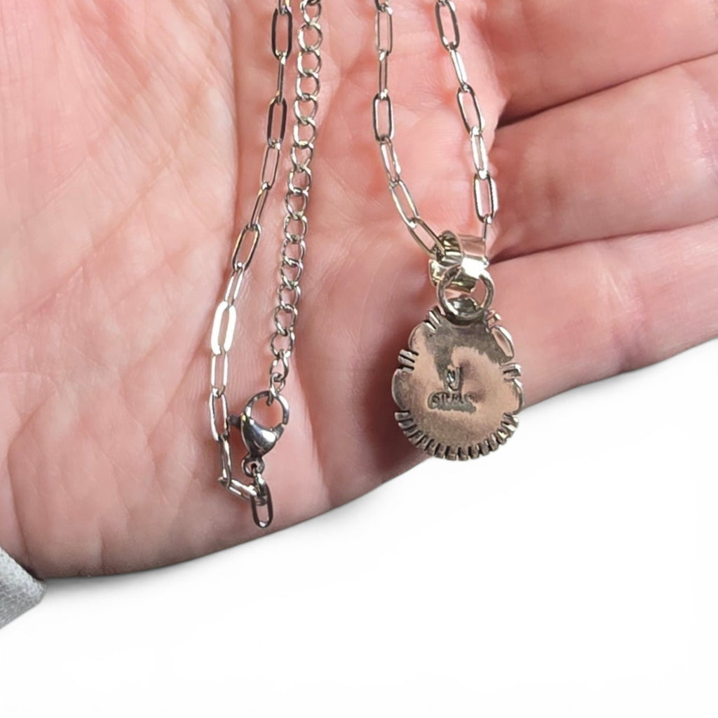Native Made Sonoran Gold & Sterling Pendant With Free Stainless Steel Paper Clip Chain