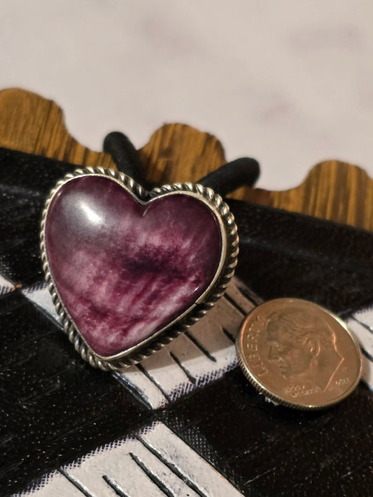 Purple Spiny and Sterling Hair Tie