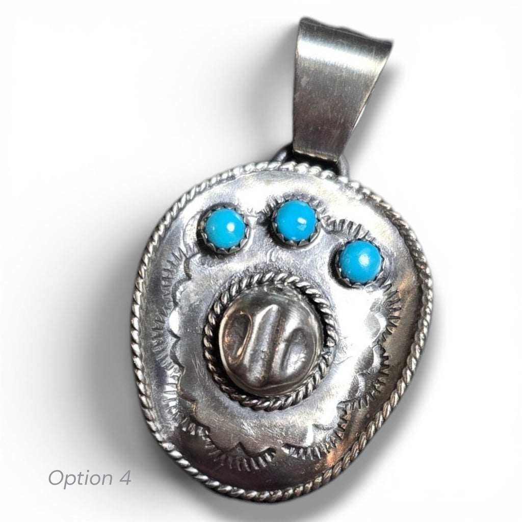 Native Made, Kingman Turquoise & Sterling Cowboy Hat Pendant