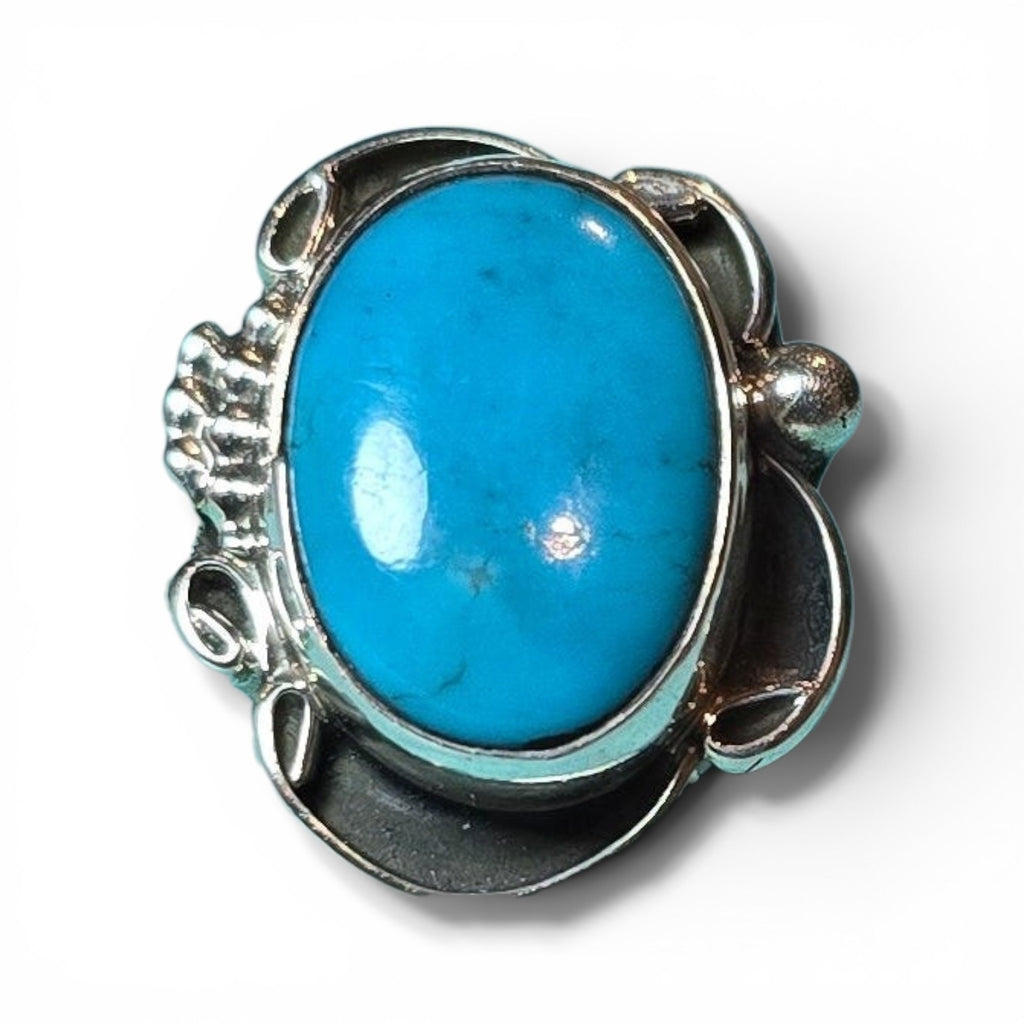 Native Made Kingman Turquoise & Sterling Ring Size 8