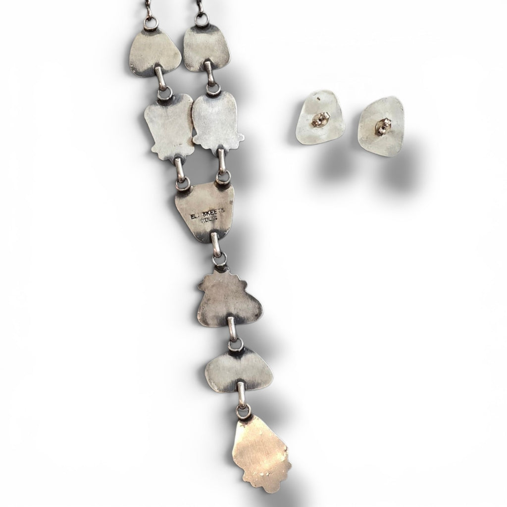 Native Made Kingman Turquoise & Sterling Lariat Plus Earrings Set
