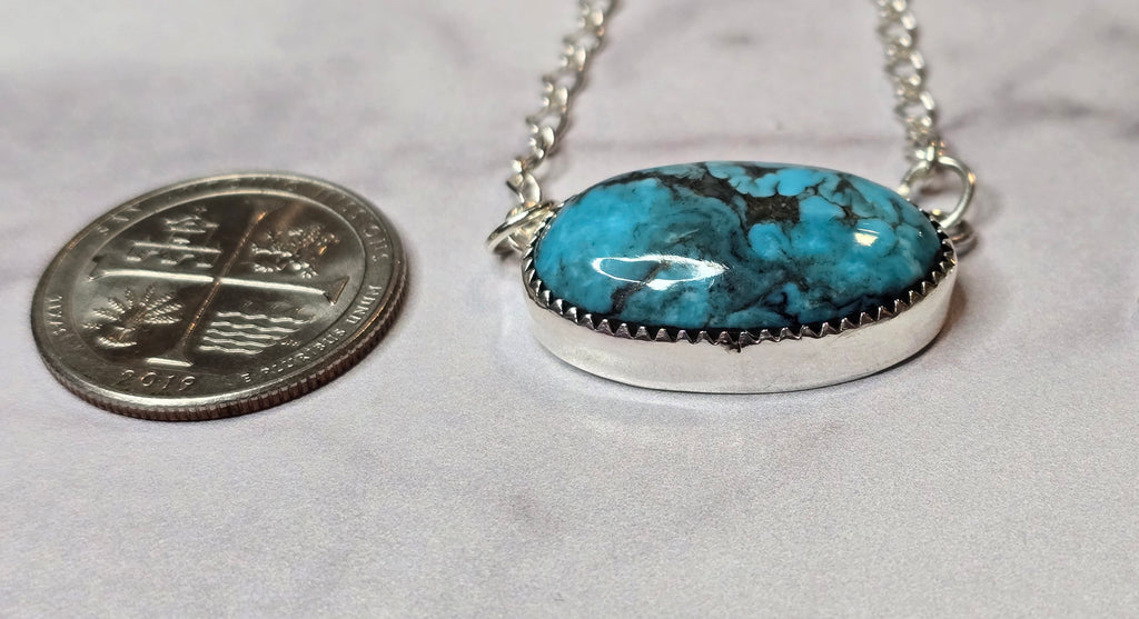 Kingman Turquoise and Sterling Necklace