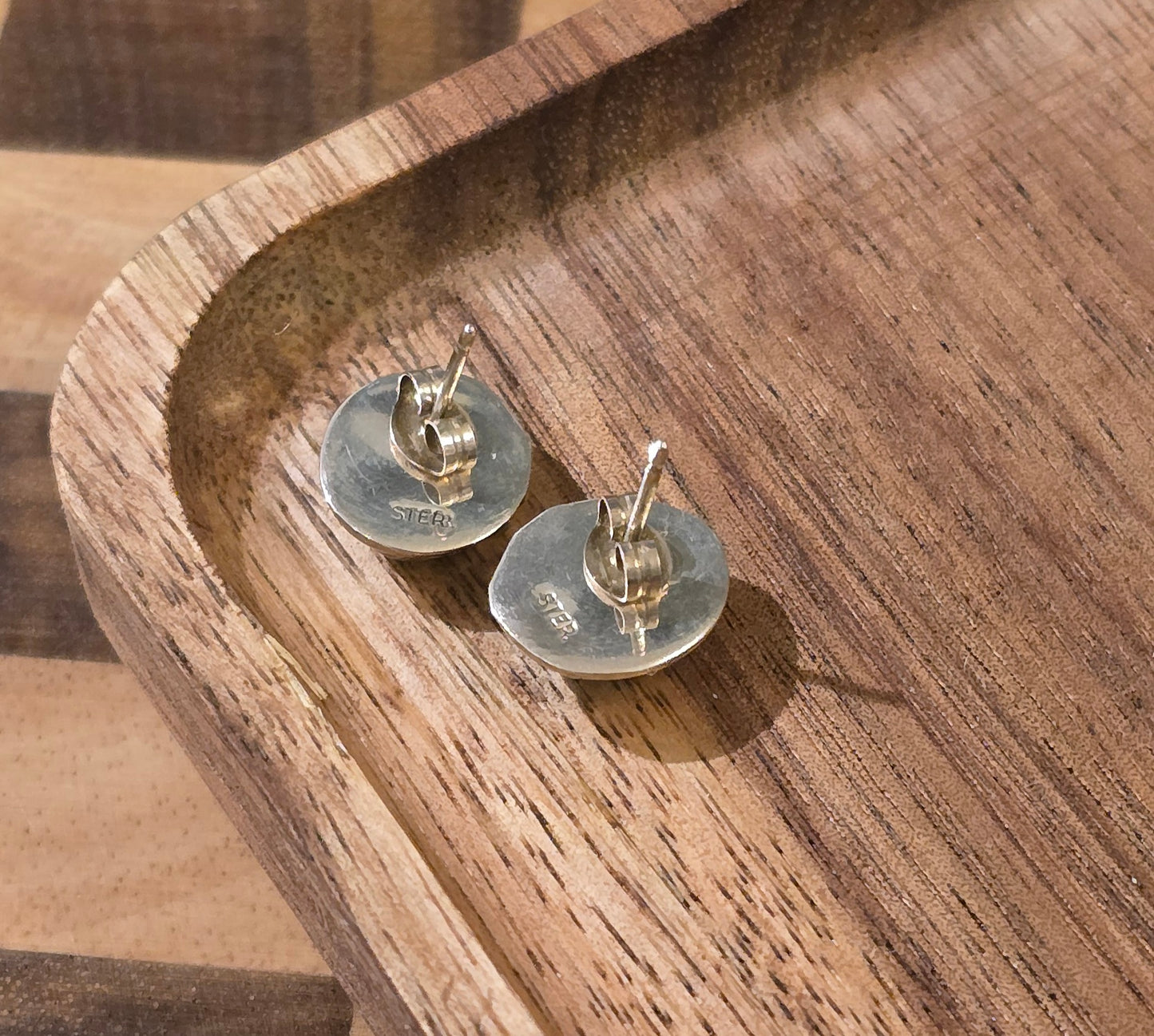 Man Made Light Blue Opal and Sterling Earrings