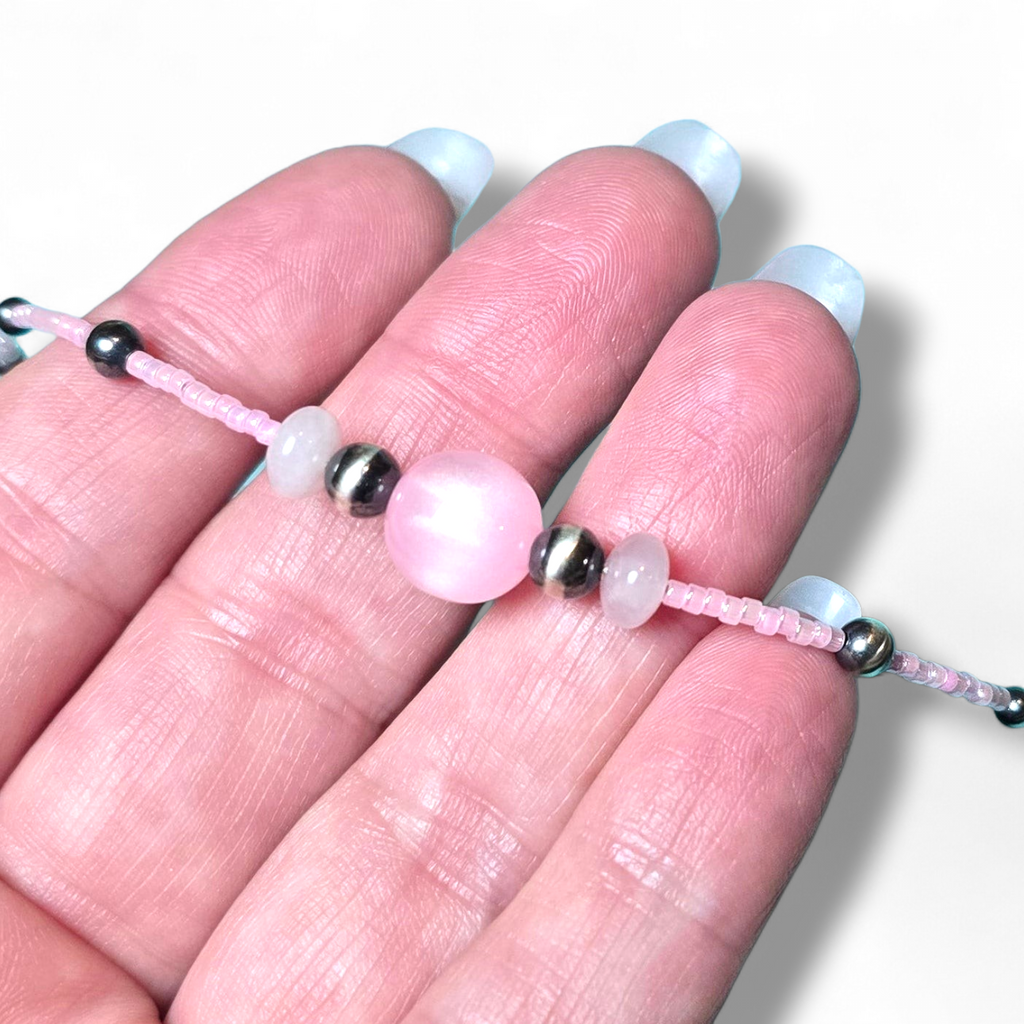 Rose Quartz & Sterling Pearls Necklace (wholesale cost)