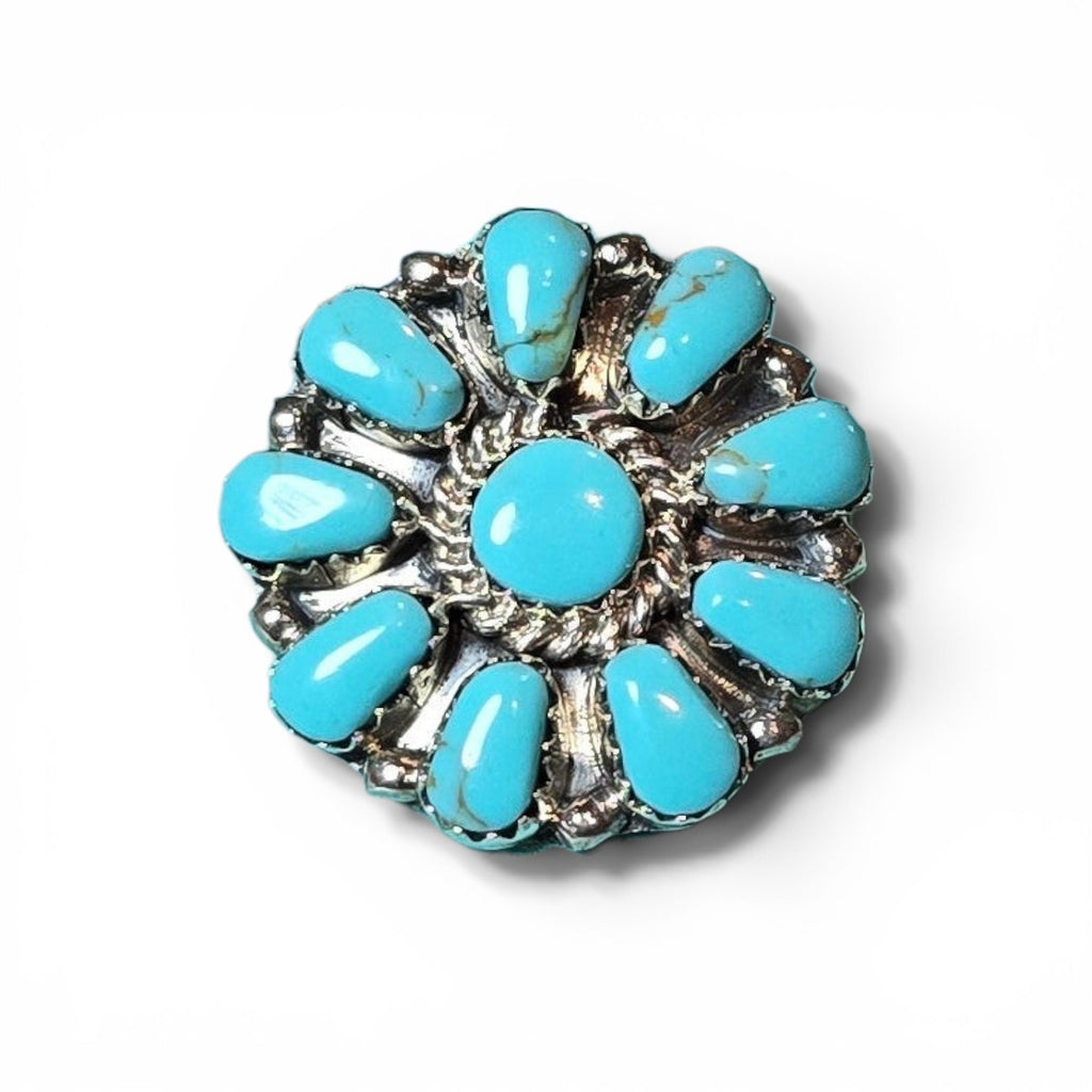 Native Made Turquoise & Sterling Cluster Ring Sizes 7.5 & 8.5