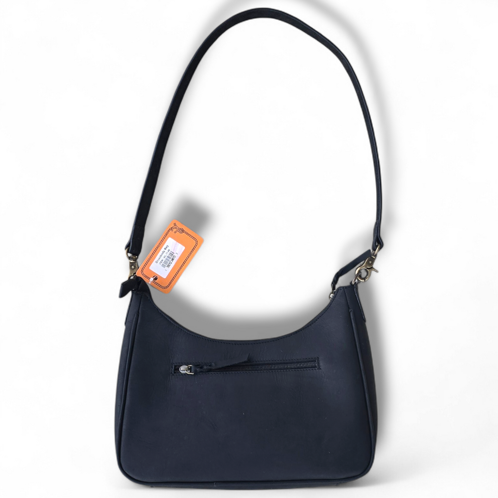 2 Ways to Wear Black Tooled Leather & Cowhide Shoulder Bag