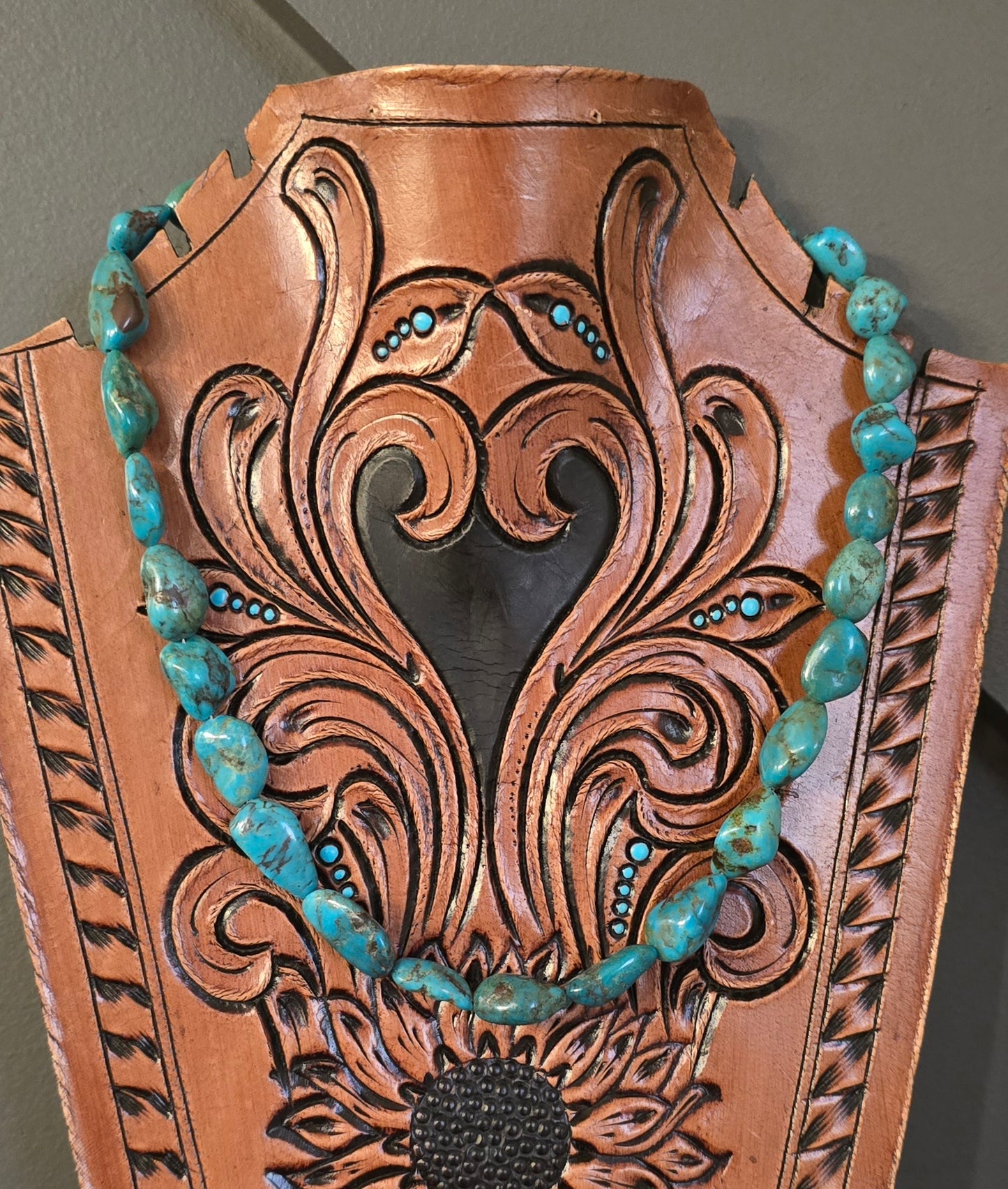 Genuine Turquoise & Sterling Necklace 16 inches