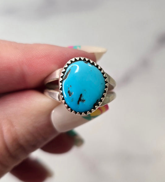 Kingman Turquoise and Sterling Ring Size 8.75