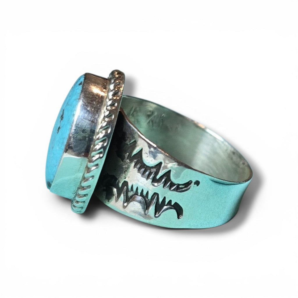 Native Made Hubei Turquoise & Sterling Ring Size 10