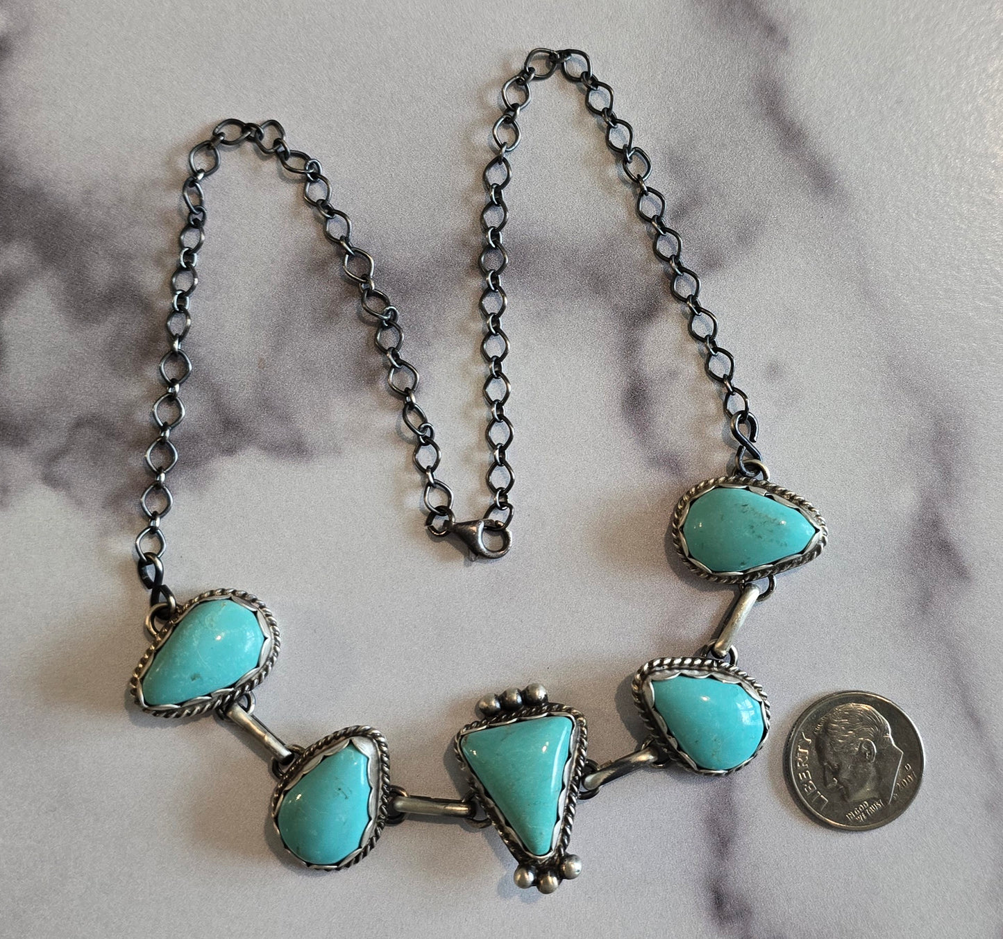 Blue Glacier Turquoise and Sterling Choker