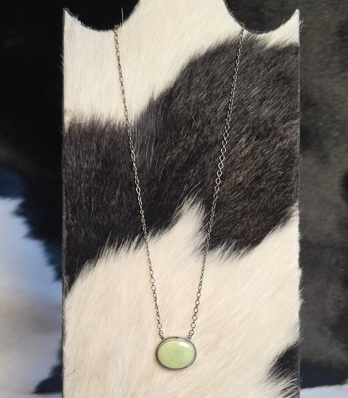 Native Made Green Turquoise & Sterling Necklace