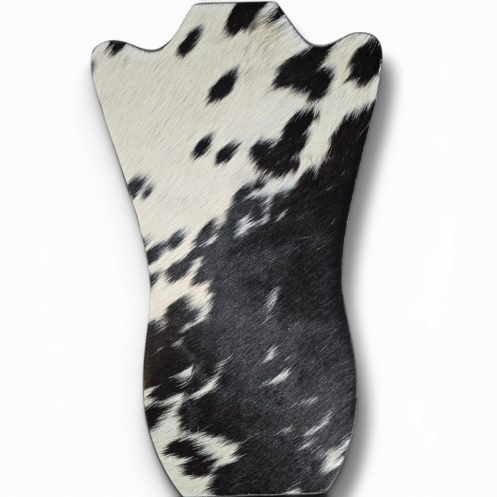 Black & White Hide With Leather Back Necklace Stand