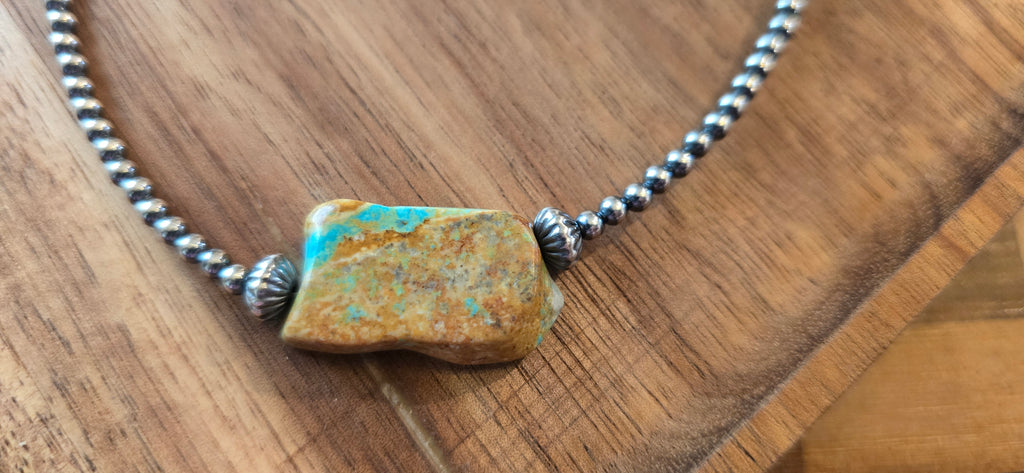 3mm Sterling Pearls & Turquoise Necklace