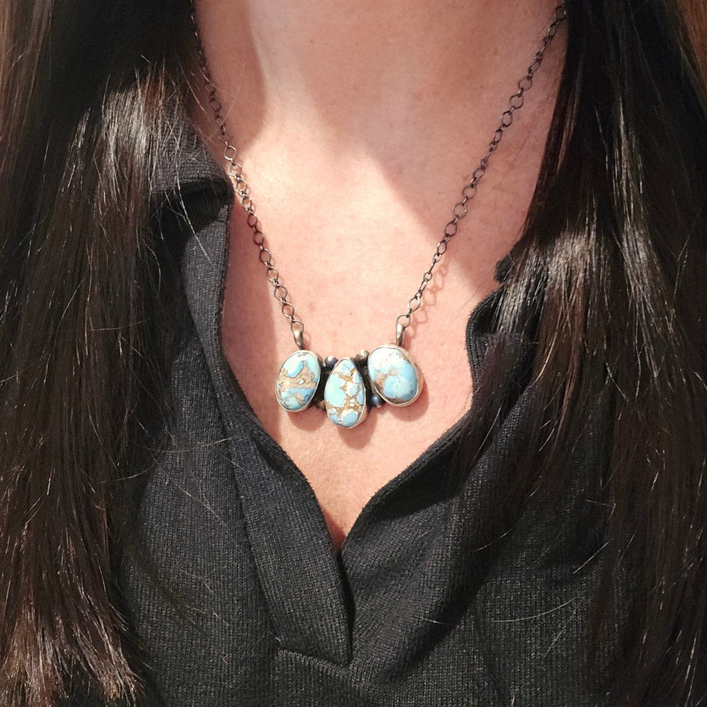 LeTricia Largo Golden Hills & Sterling Cluster Bar Necklace