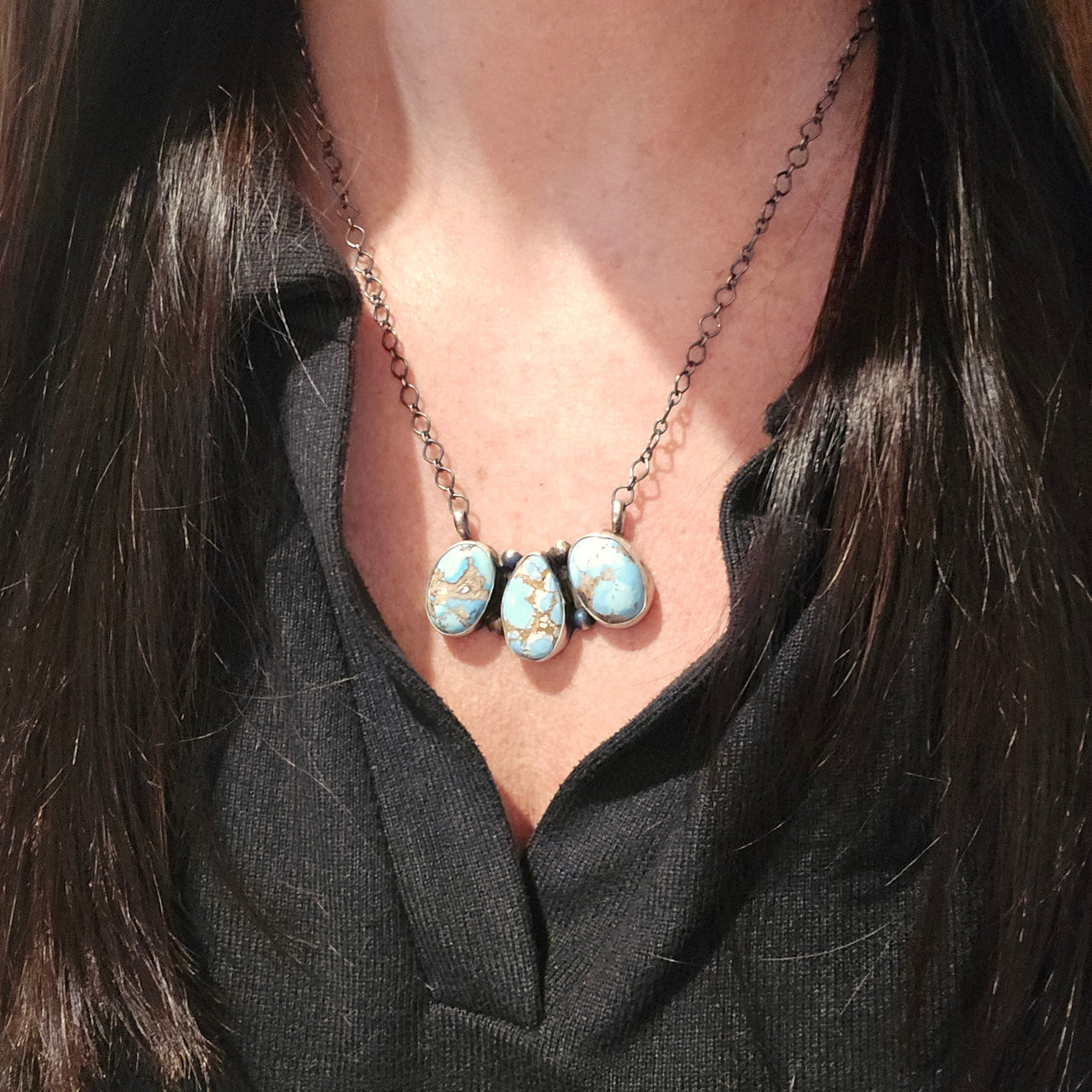 LeTricia Largo Golden Hills & Sterling Cluster Bar Necklace