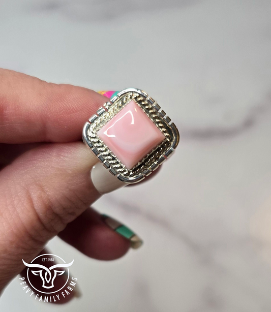 Pink Conch and Sterling Size 6.5