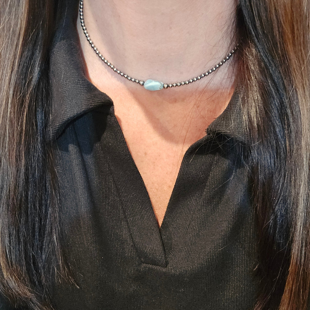 3mm Sterling Pearls & Golden Hills Necklace