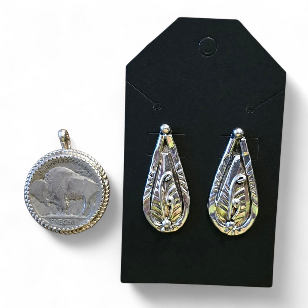 Herbert Tsosie Sterling Leaf Earrings