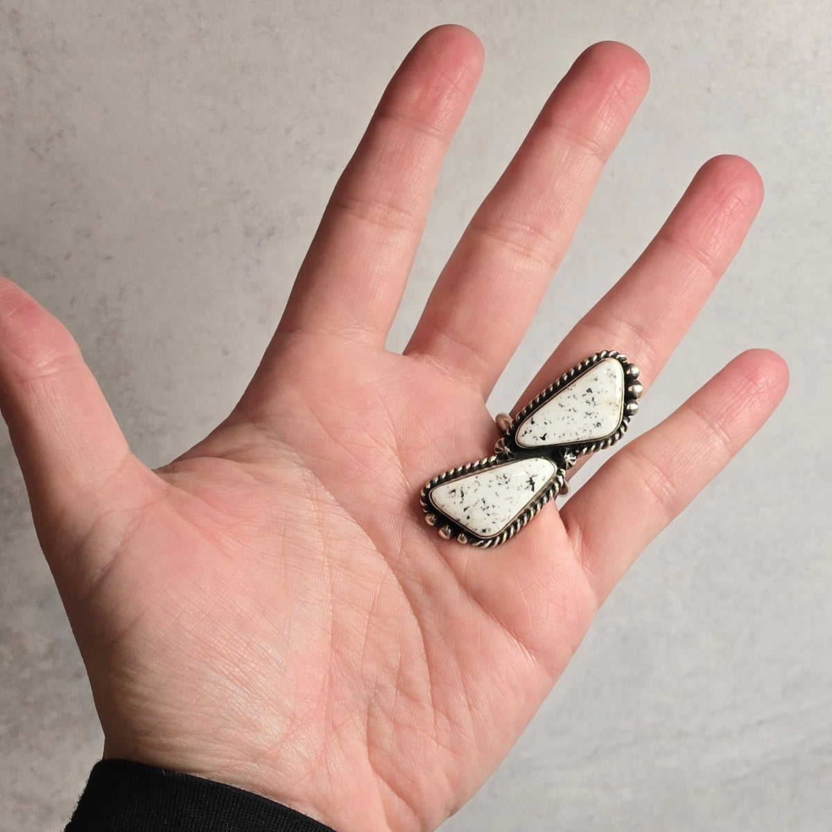 Native Made White Buffalo Adjustable Ring