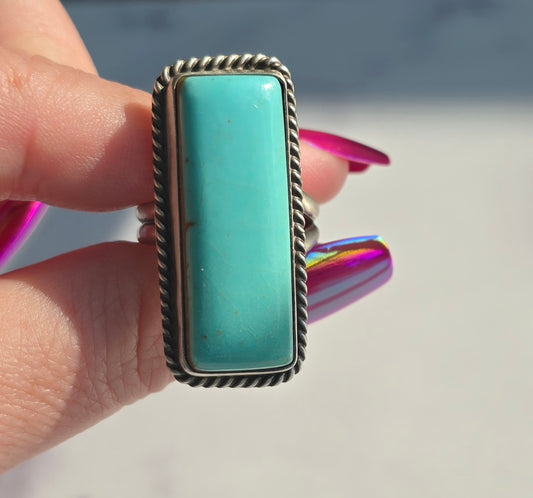 Kingman Turquoise and Sterling Adjustable Ring