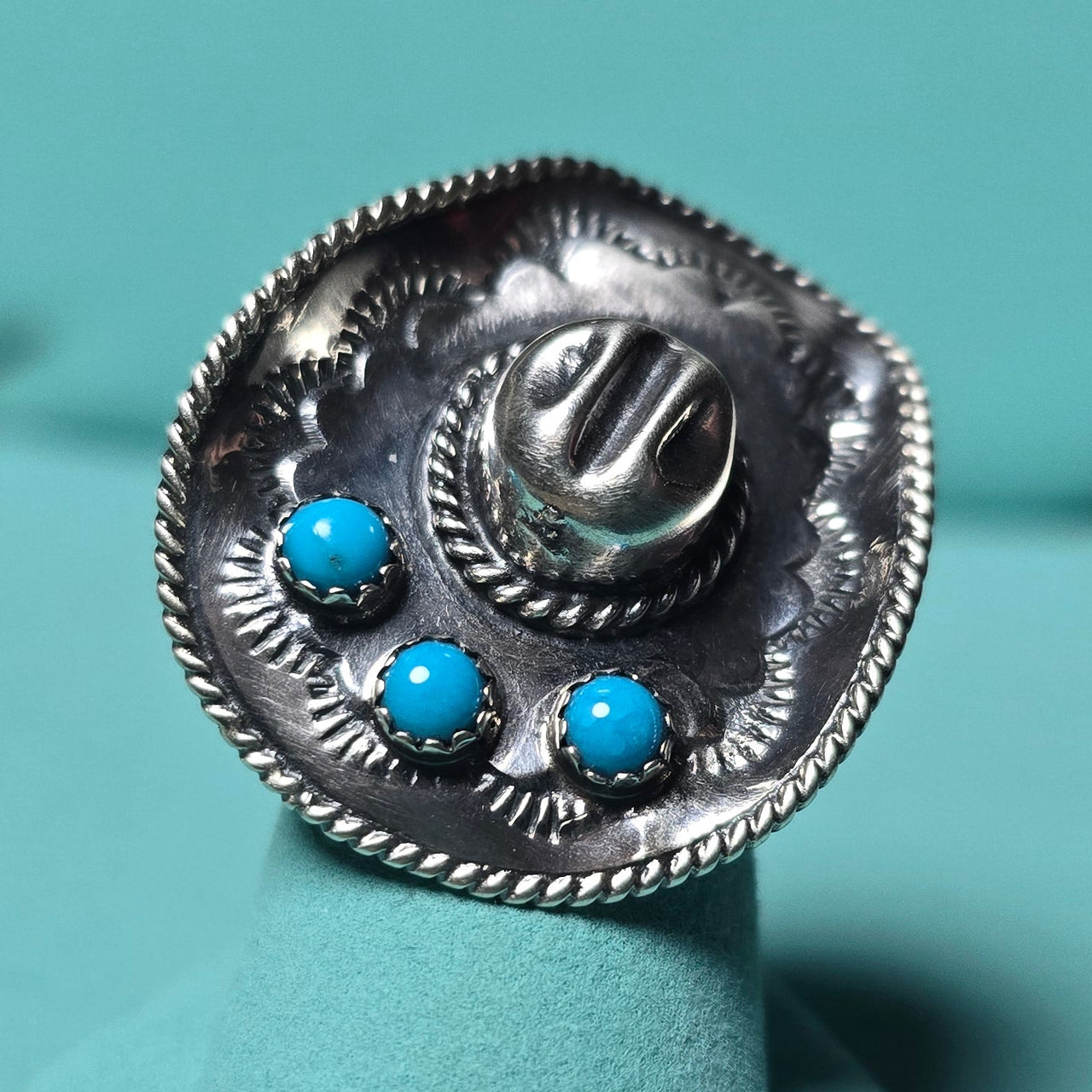 Bobby Platero Cowboy Hat Ring Size 7