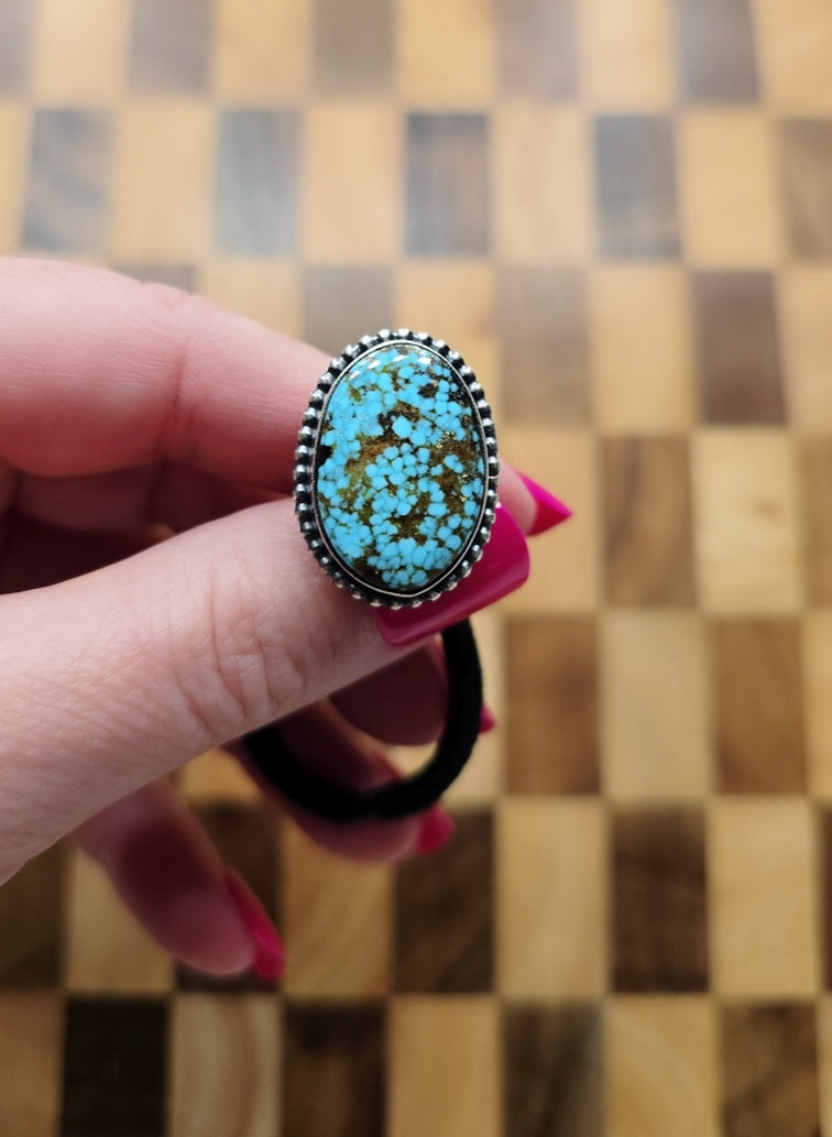 Kingman Turquoise & Sterling Hair Tie