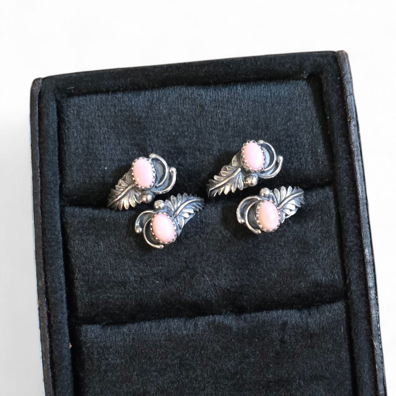 Pink Conch & Sterling Adjustable Rings