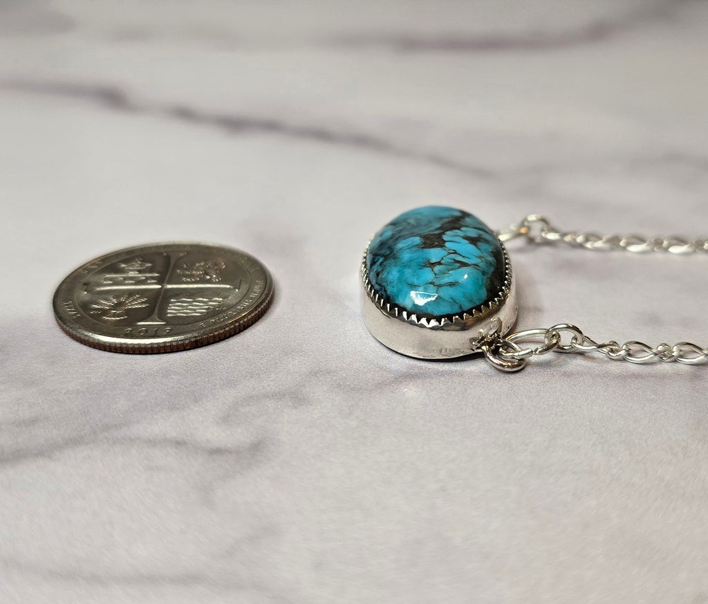 Kingman Turquoise and Sterling Necklace