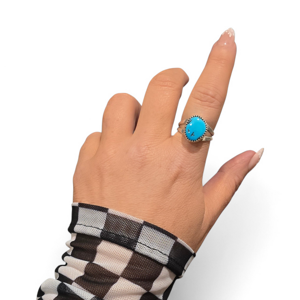 Kingman Turquoise & Sterling Ring Size 8.75