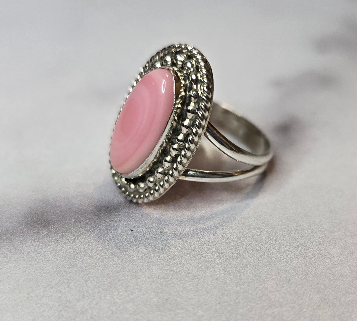 Pink Conch and Sterling Size 6.75