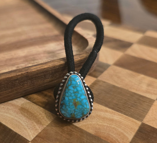 Kingman Turquoise and Sterling Hair Tie