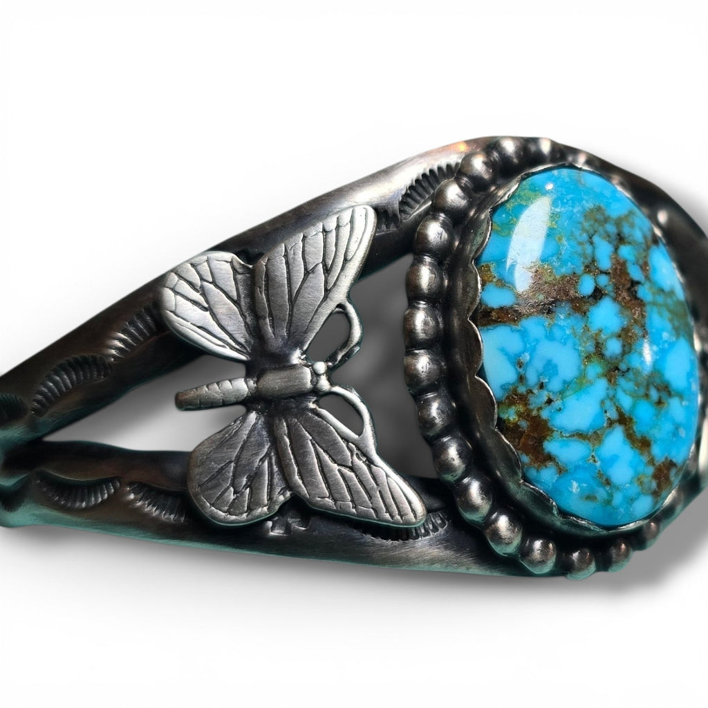 Native Made Waterweb Kingman Turquoise Butterfly Cuff