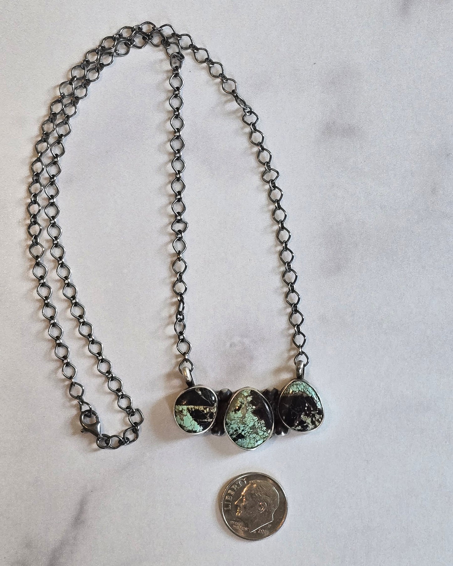 Native Made Black Jack and Sterling Necklace