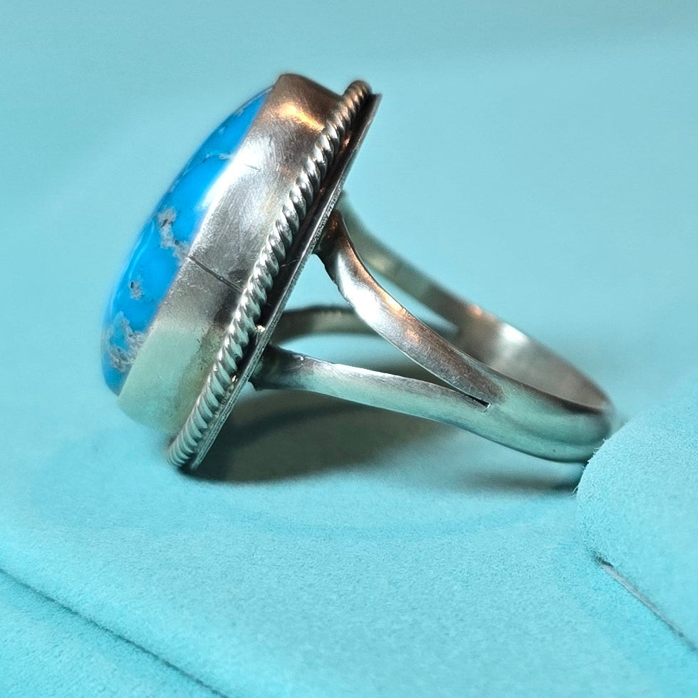 Scott Skeets Kingman Turquoise & Sterling Ring Size 6.5