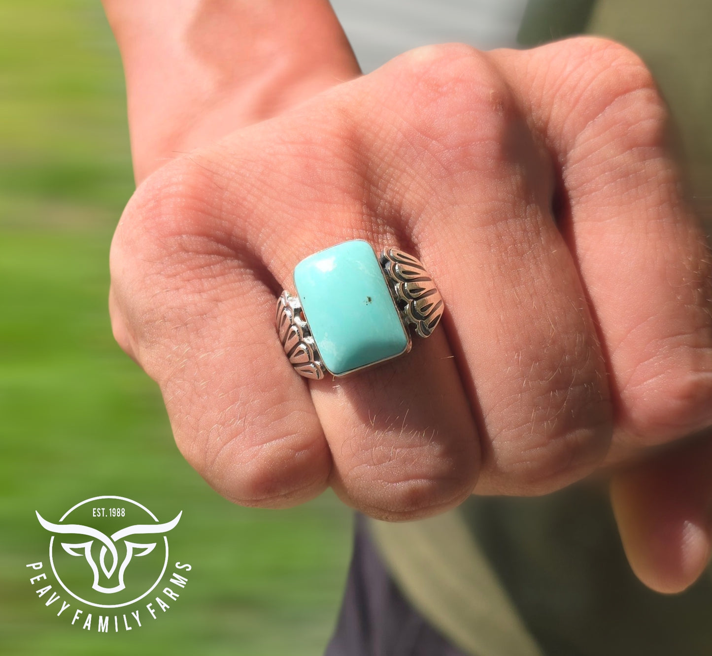 Kingman Turquoise and Sterling Ring Size 10
