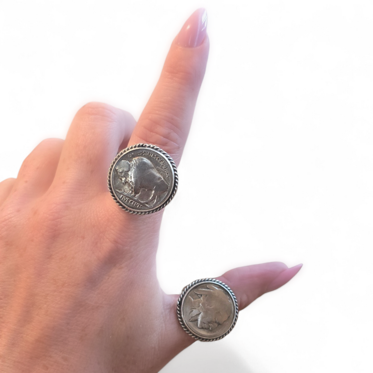 Buffalo Nickel or Indian Head Nickel Sterling Rings