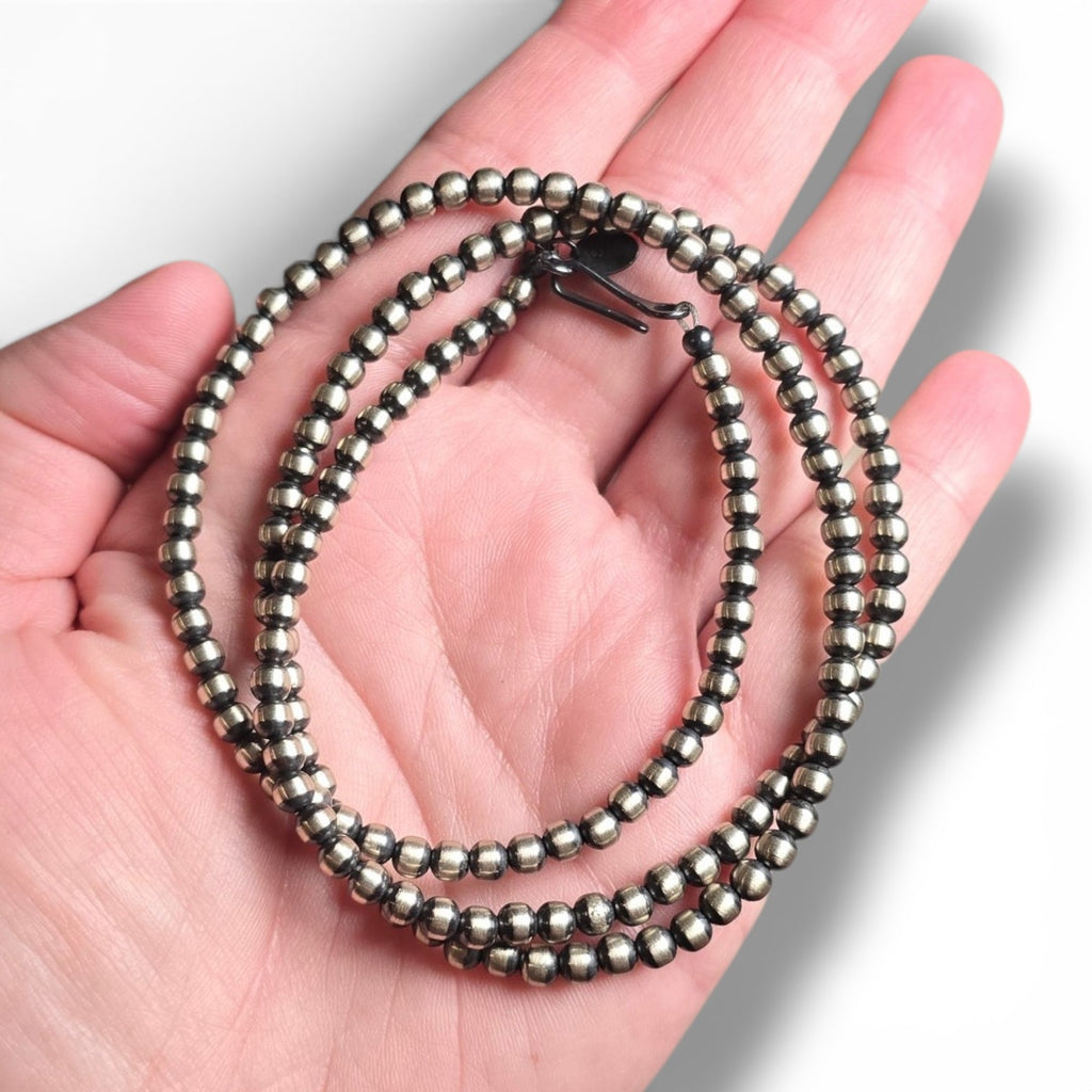 4mm Sterling Pearl Necklace 24 inch