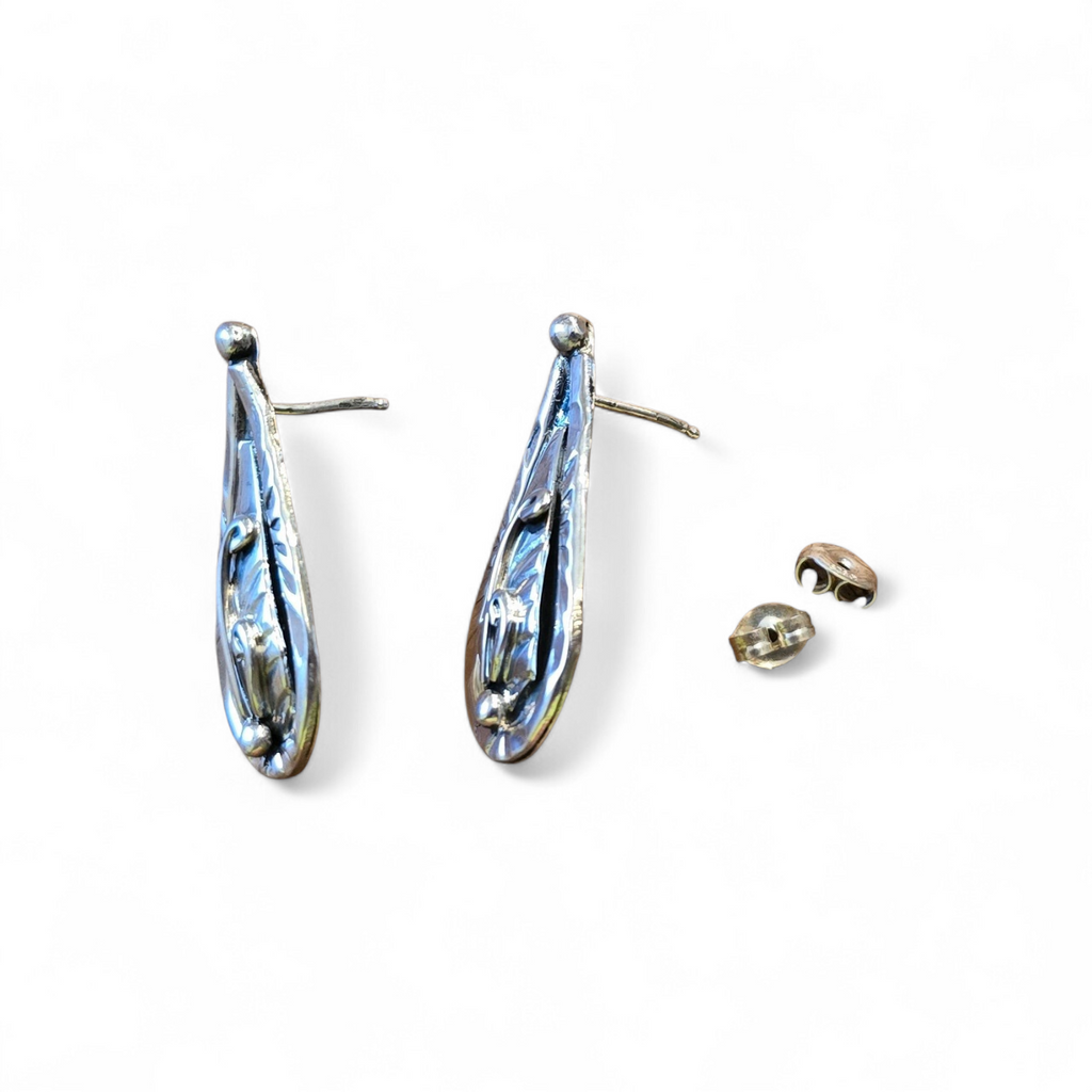 Herbert Tsosie Sterling Leaf Earrings