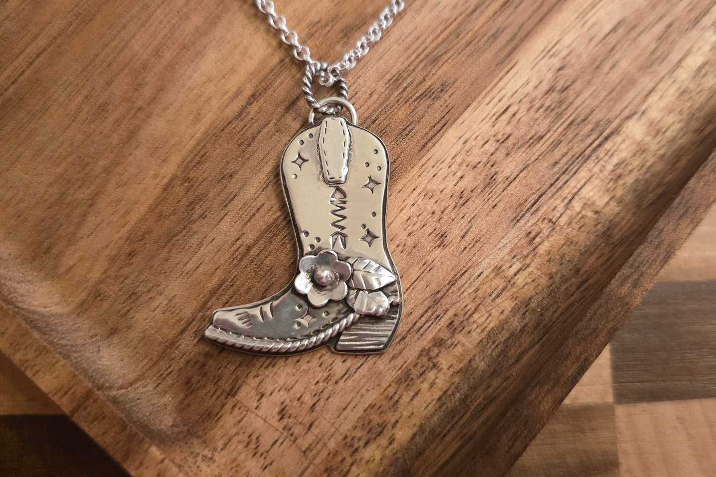 Handmade Sterling Boot Necklace