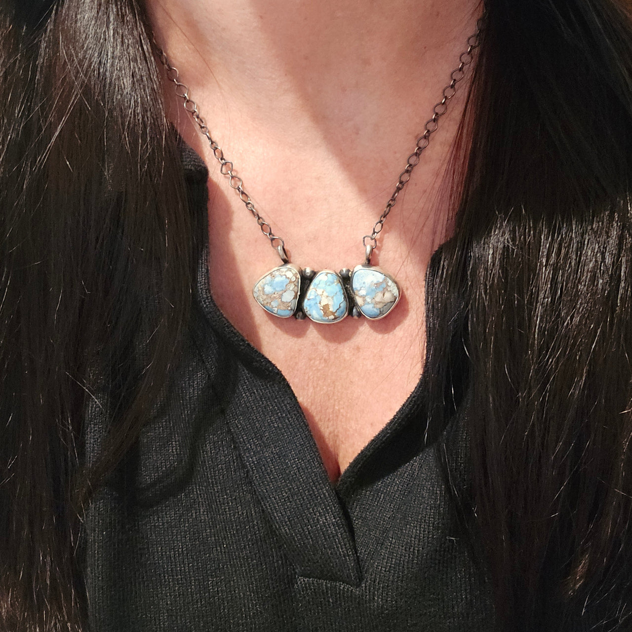 LeTricia Largo Golden Hills & Sterling Cluster Bar Necklace