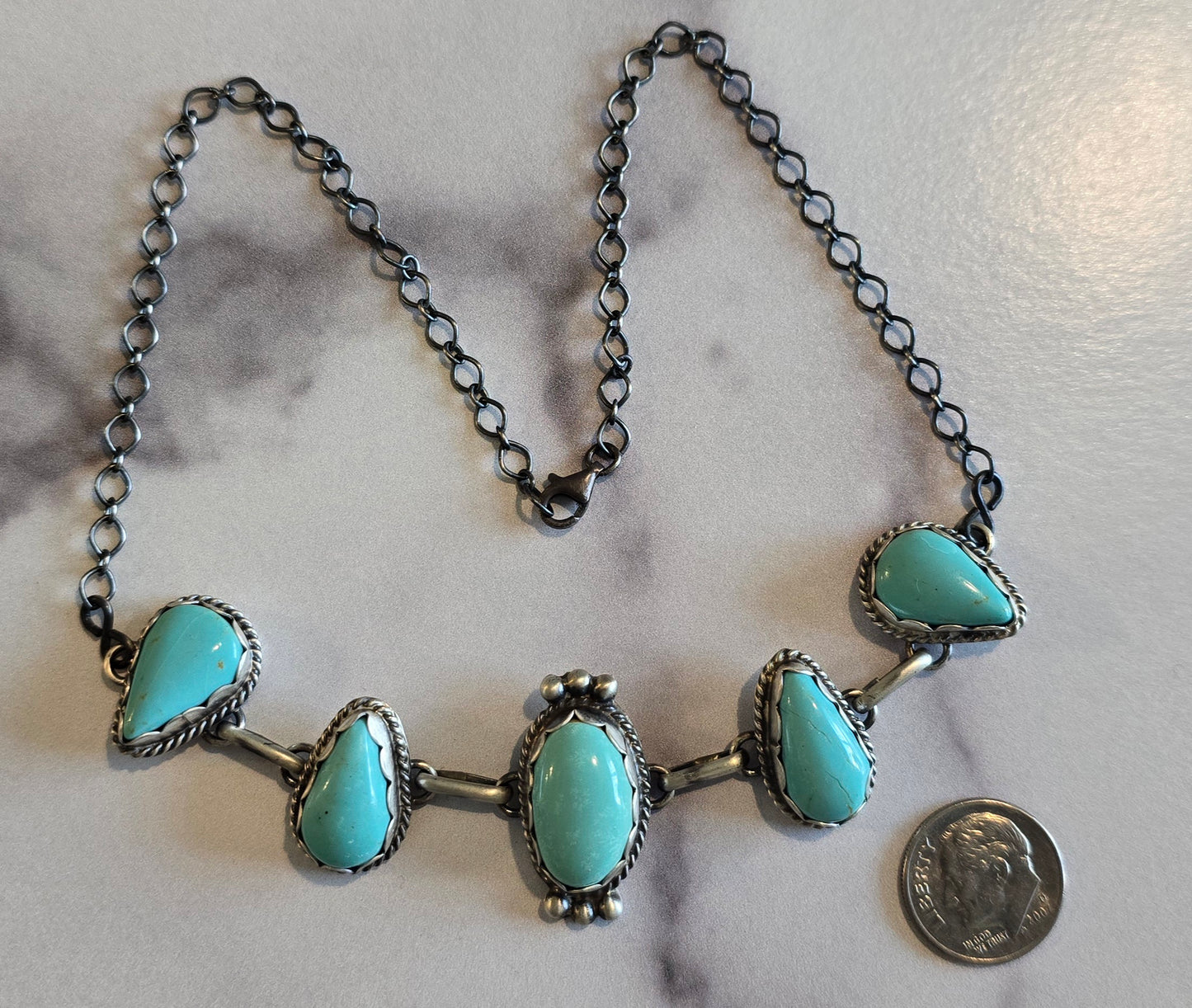 Blue Glacier Turquoise and Sterling Choker