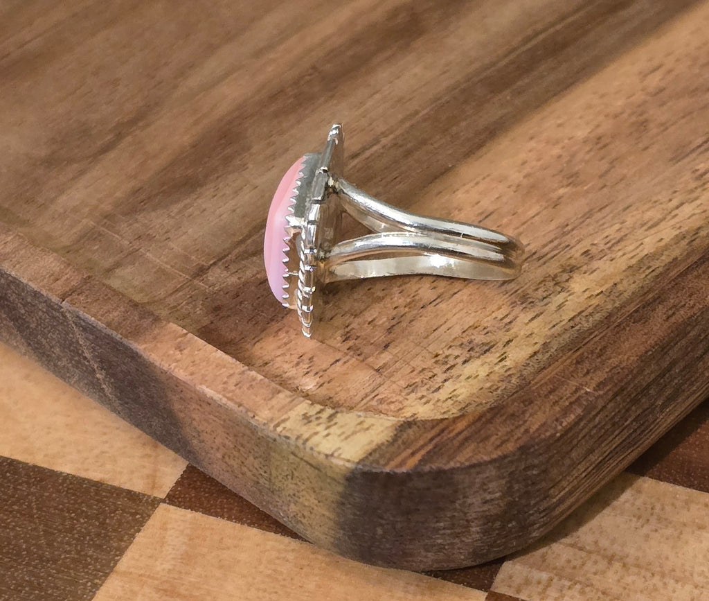 Pink Conch & Sterling Ring Size 6.5