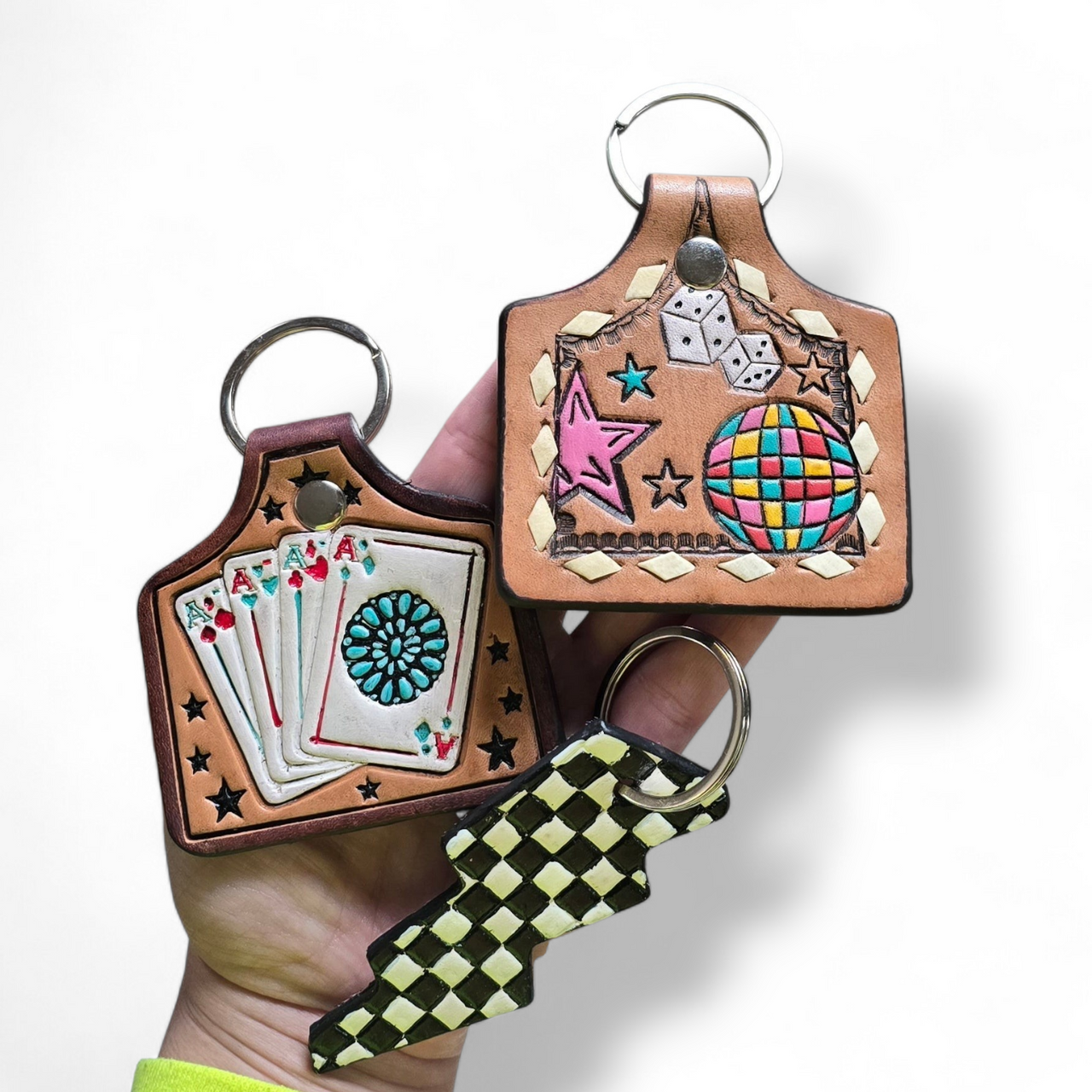 Hand Painted Leather Key Chains