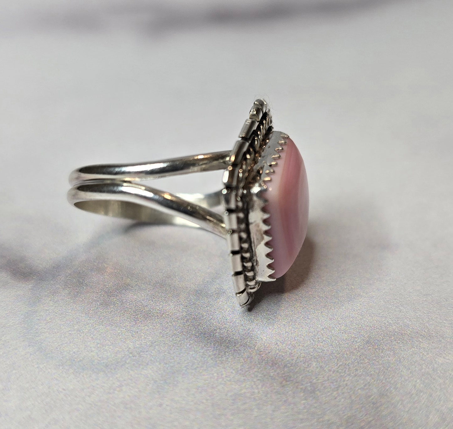 Pink Conch and Sterling Size 6.5