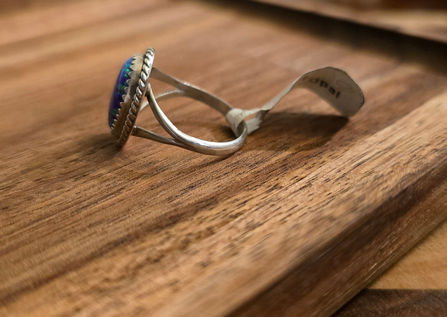 Man Made Lilac Opal and Sterling Ring Size 6.75