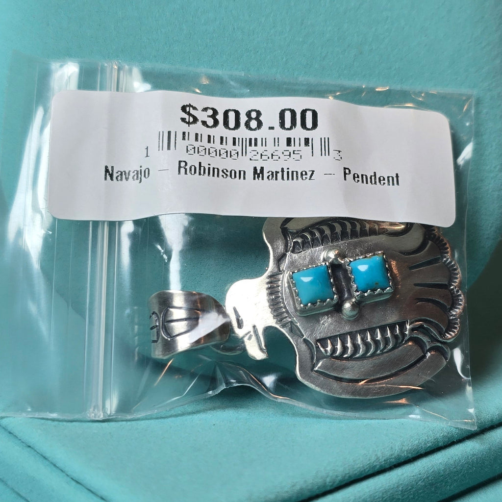 Robinson Martinez Sterling & Double Square Turquoise Pendant
